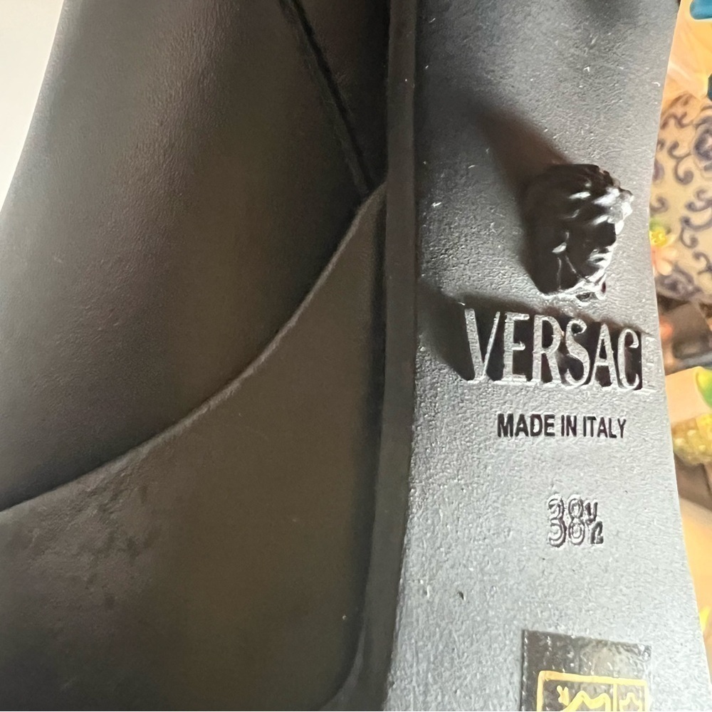 VERSACE | Black block platform aevitas Versace lug sole designer leather boot - Picture 9 of 16